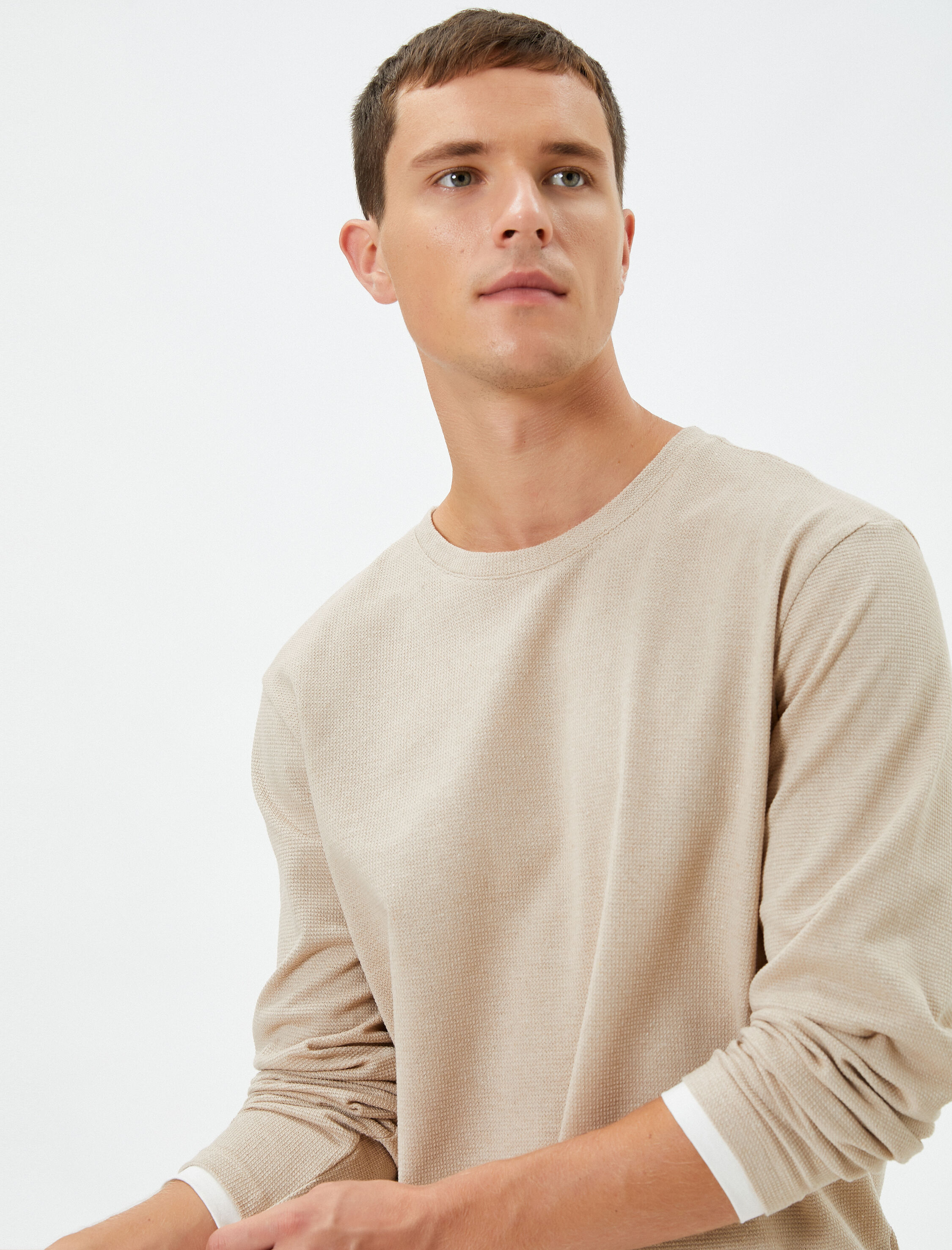   Uzun Kollu Tişört Basic Bisiklet Yaka