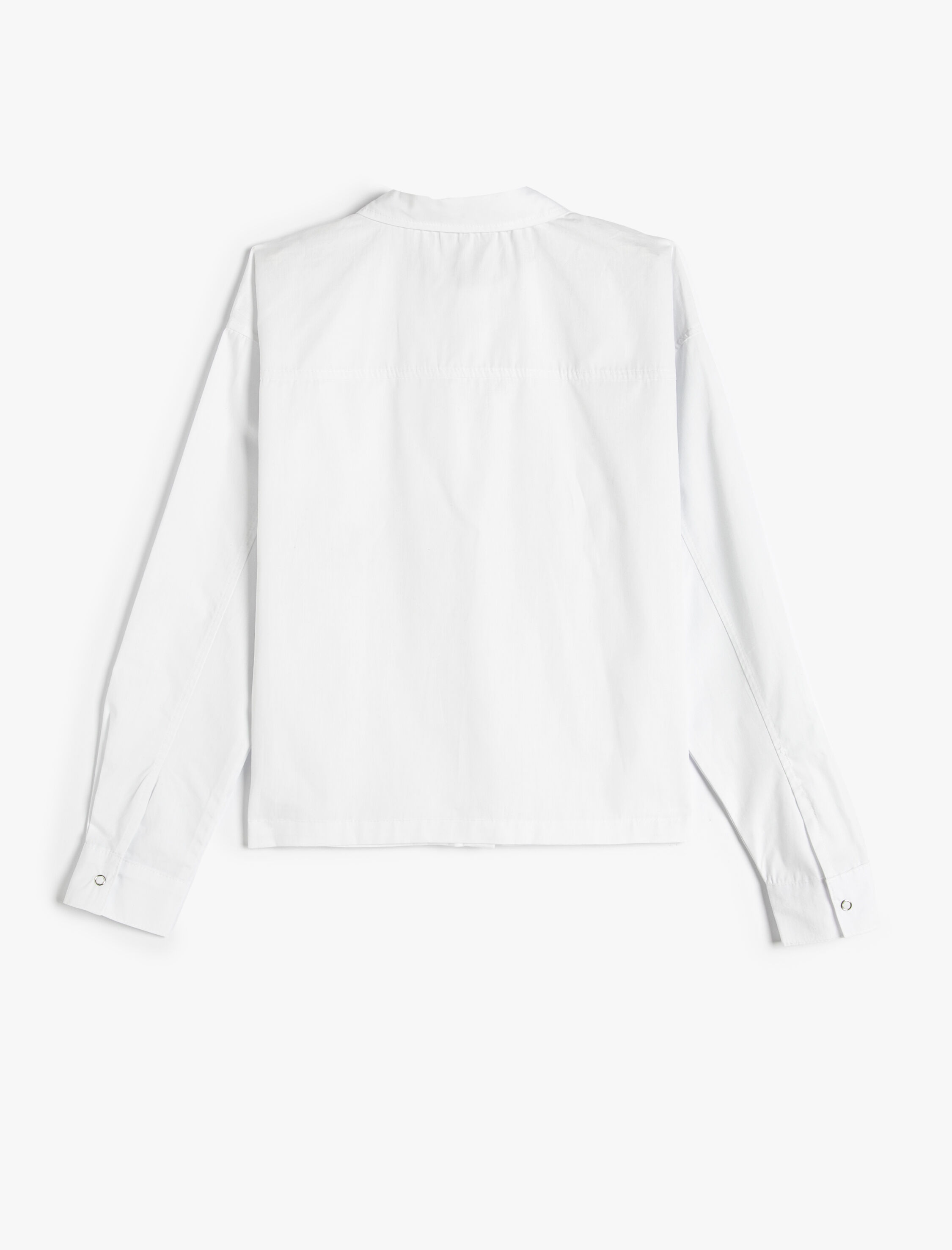  Kız Çocuk Poplin Gömlek Uzun Kollu Cep Detaylı Çıtçıt Kapamalı Pamuklu