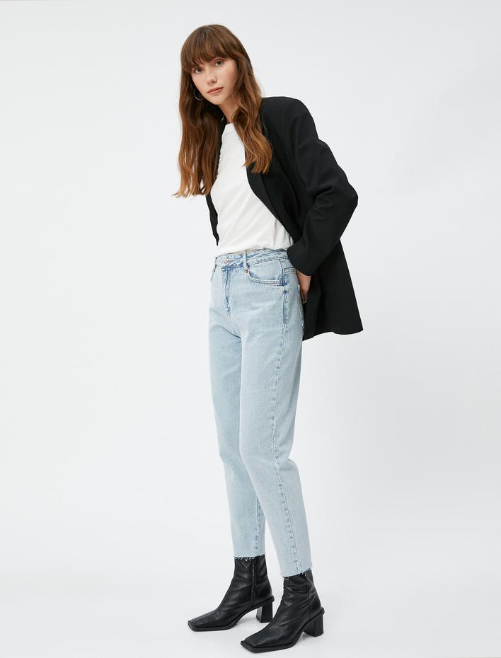  Normal Bel Kot Pantolon Hafif Dar Paça - Mom Jean