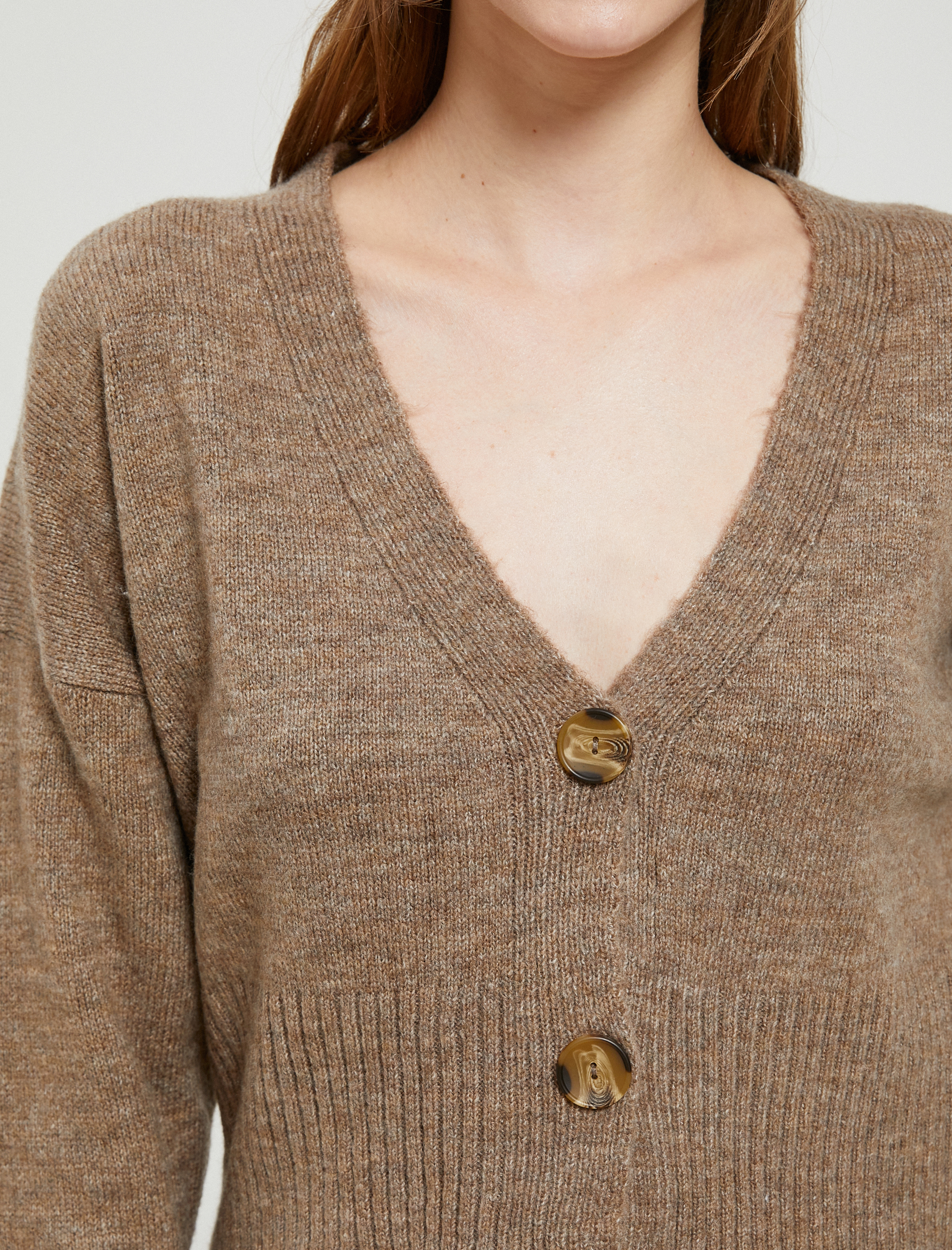 Crop Hırka Düğmeli V Yaka