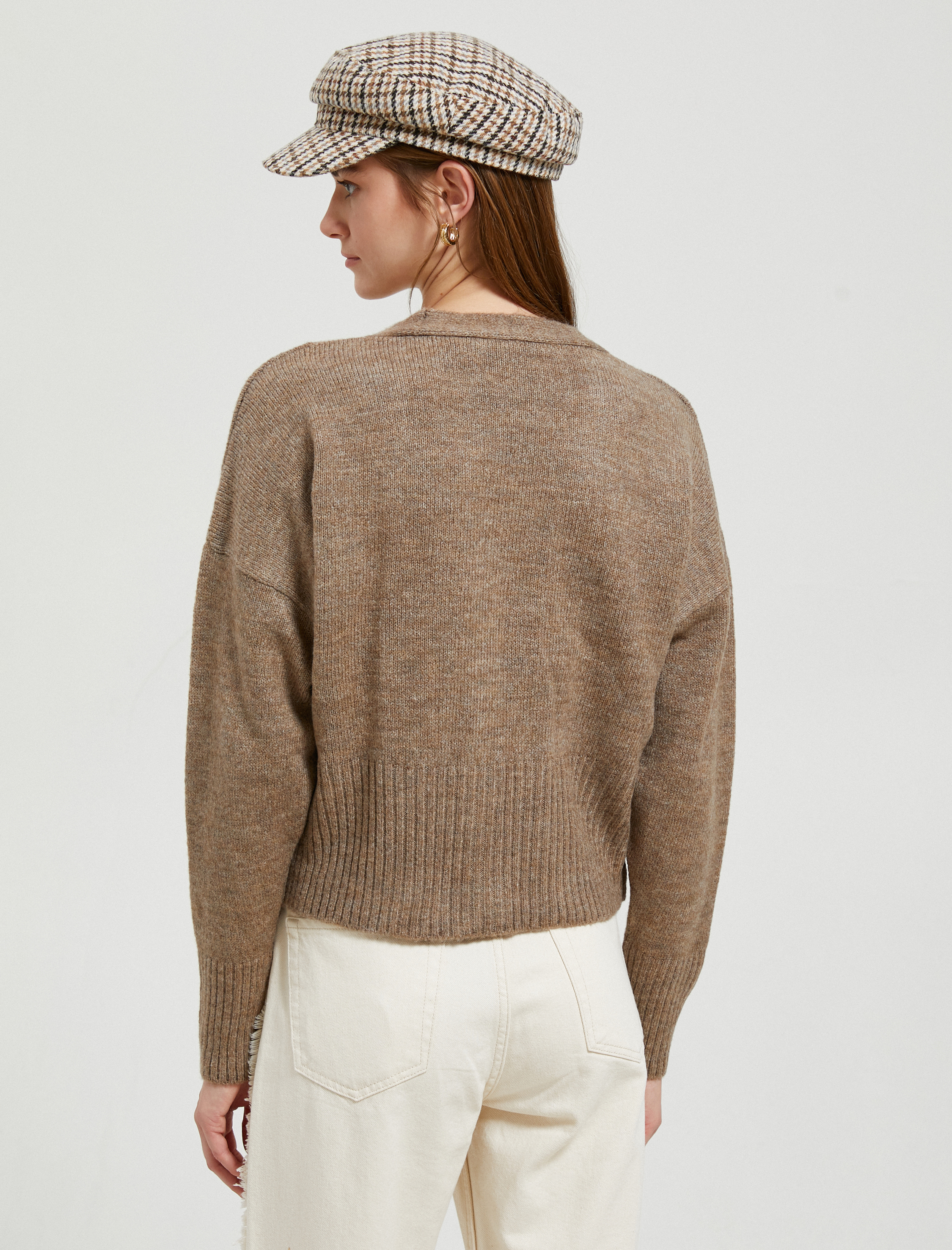 Crop Hırka Düğmeli V Yaka