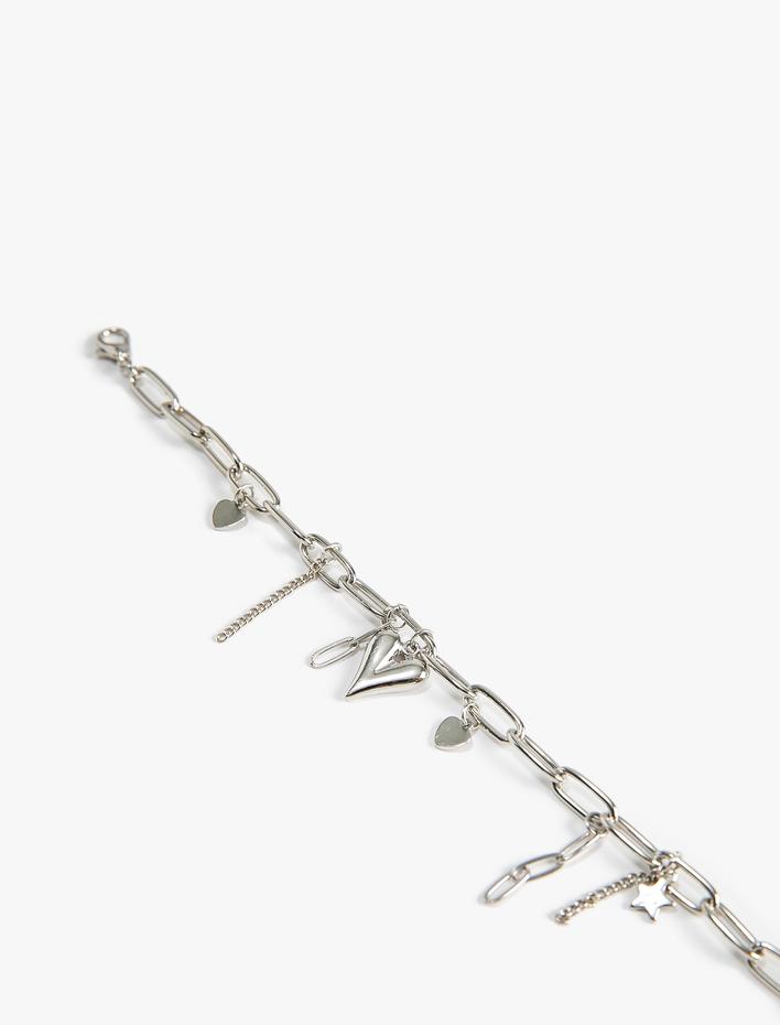 Kadın Kalpli Zincir Bileklik Metal