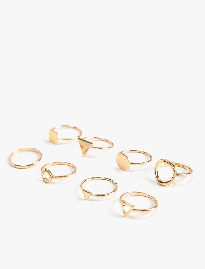 Kadın Yüzük Seti 8'li Metal İnce Geometrik Detaylı