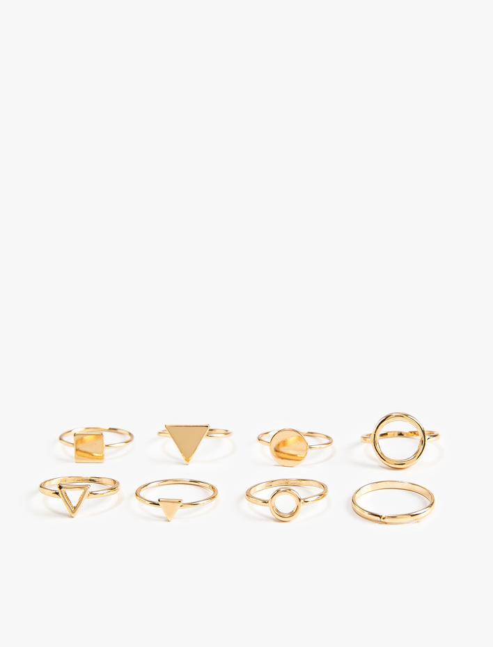 Kadın Yüzük Seti 8'li Metal İnce Geometrik Detaylı
