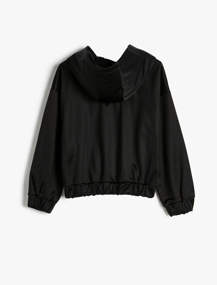 Kız Çocuk Sweatshirt Baskılı Beli ve Manşetleri Lastikli Uzun Kollu