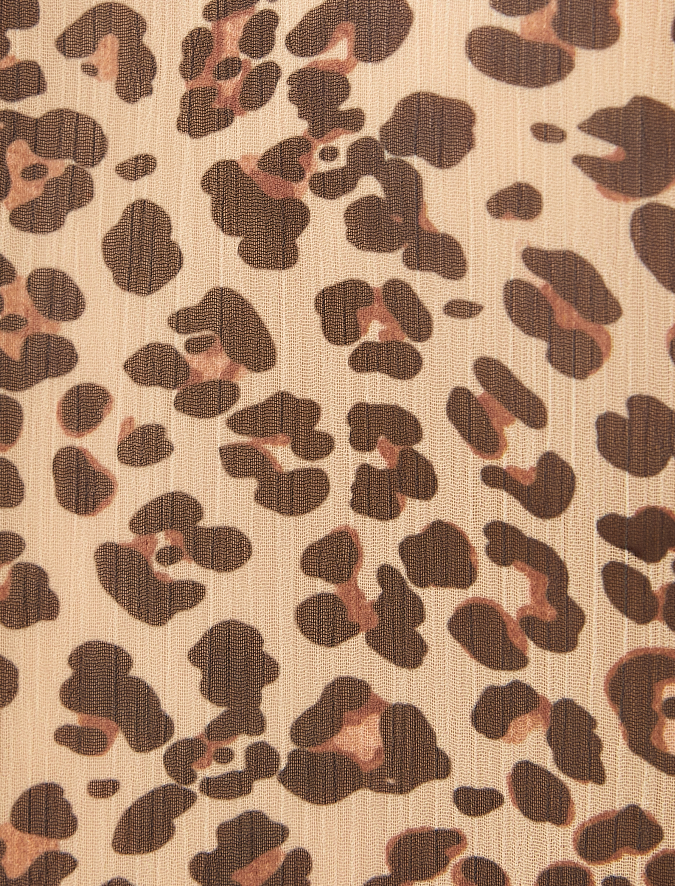   Şifon Bluz Hakim Yaka Balon Kollu Leopar Desenli