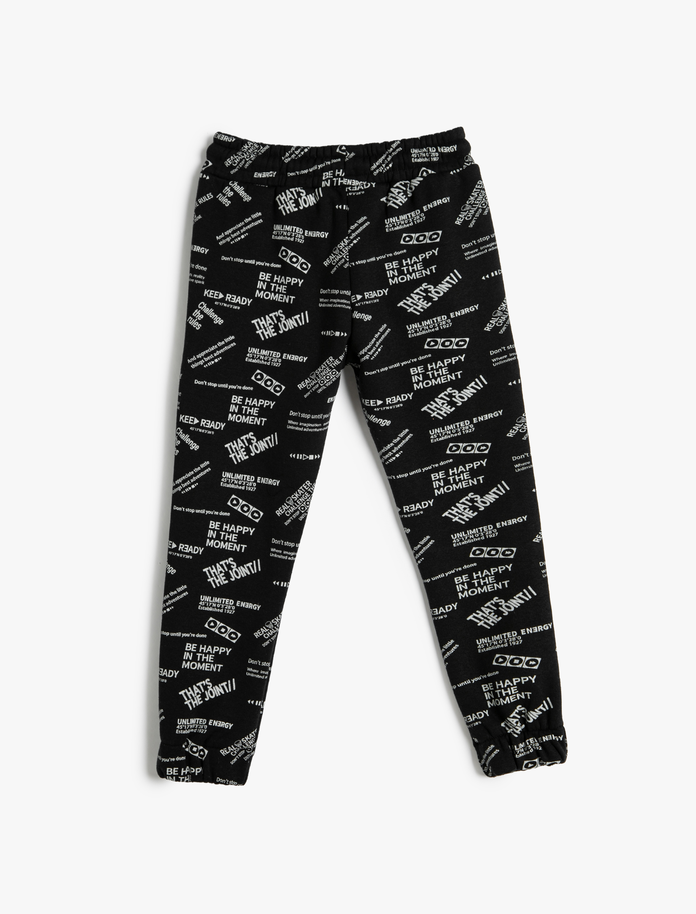  Erkek Çocuk Jogger Eşofman Altı Beli Bağlamalı Cepli Slogan Baskılı Şardonlu