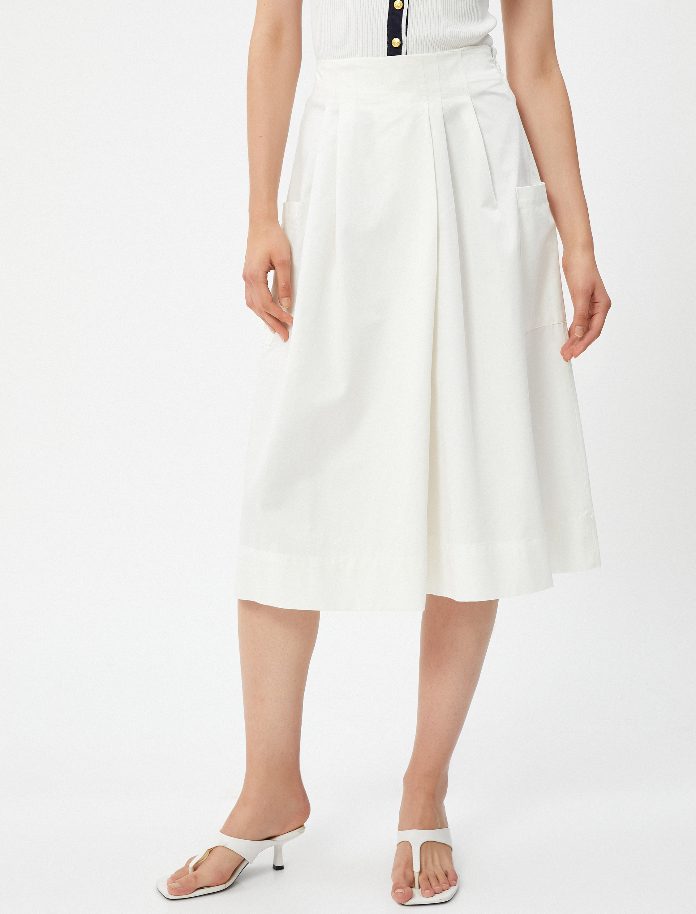   Bermuda Şort Etek Geniş Paça Normal Bel Cep Detaylı Pamuklu