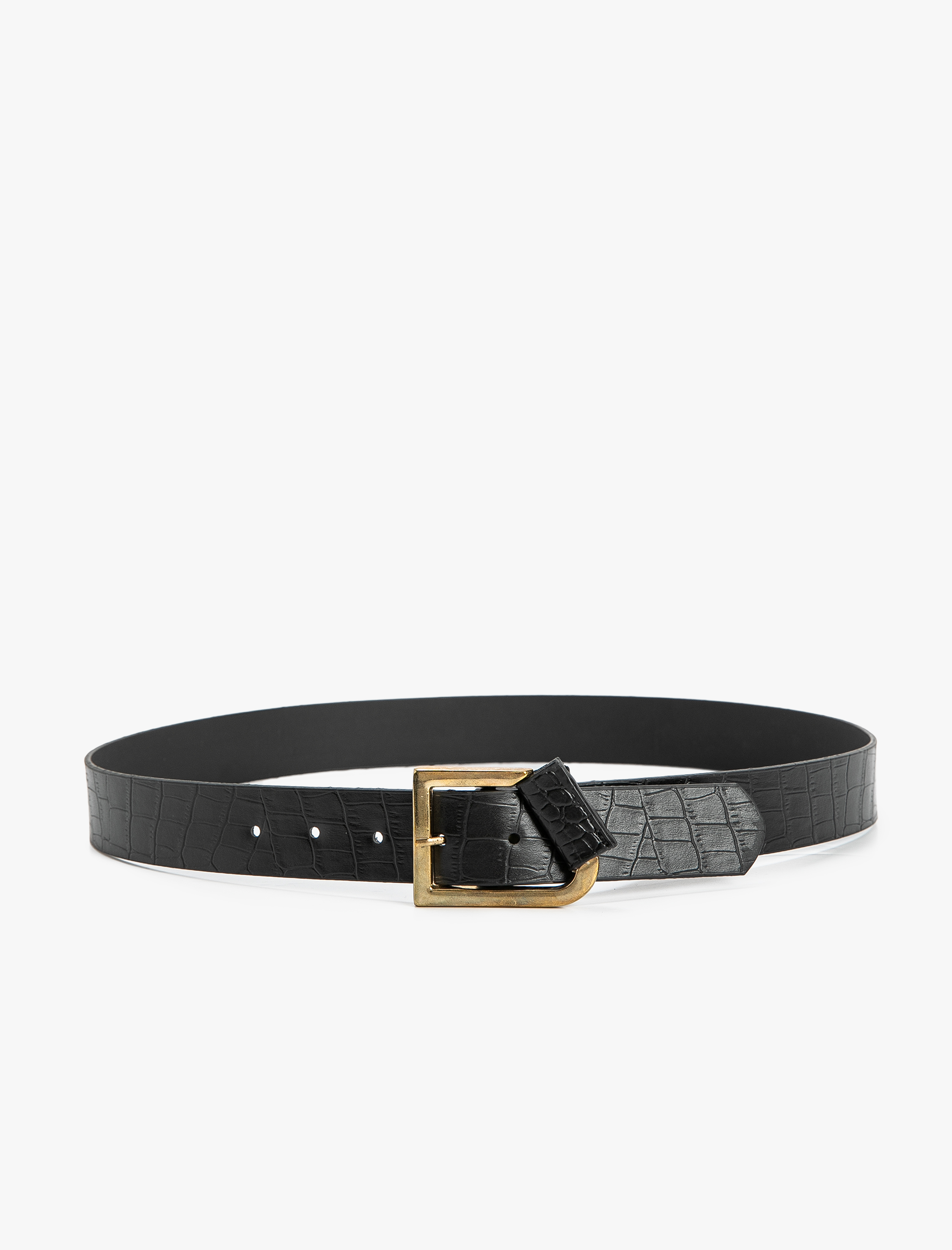  Kadın Kemer Kroko Suni Deri Metal Tokalı