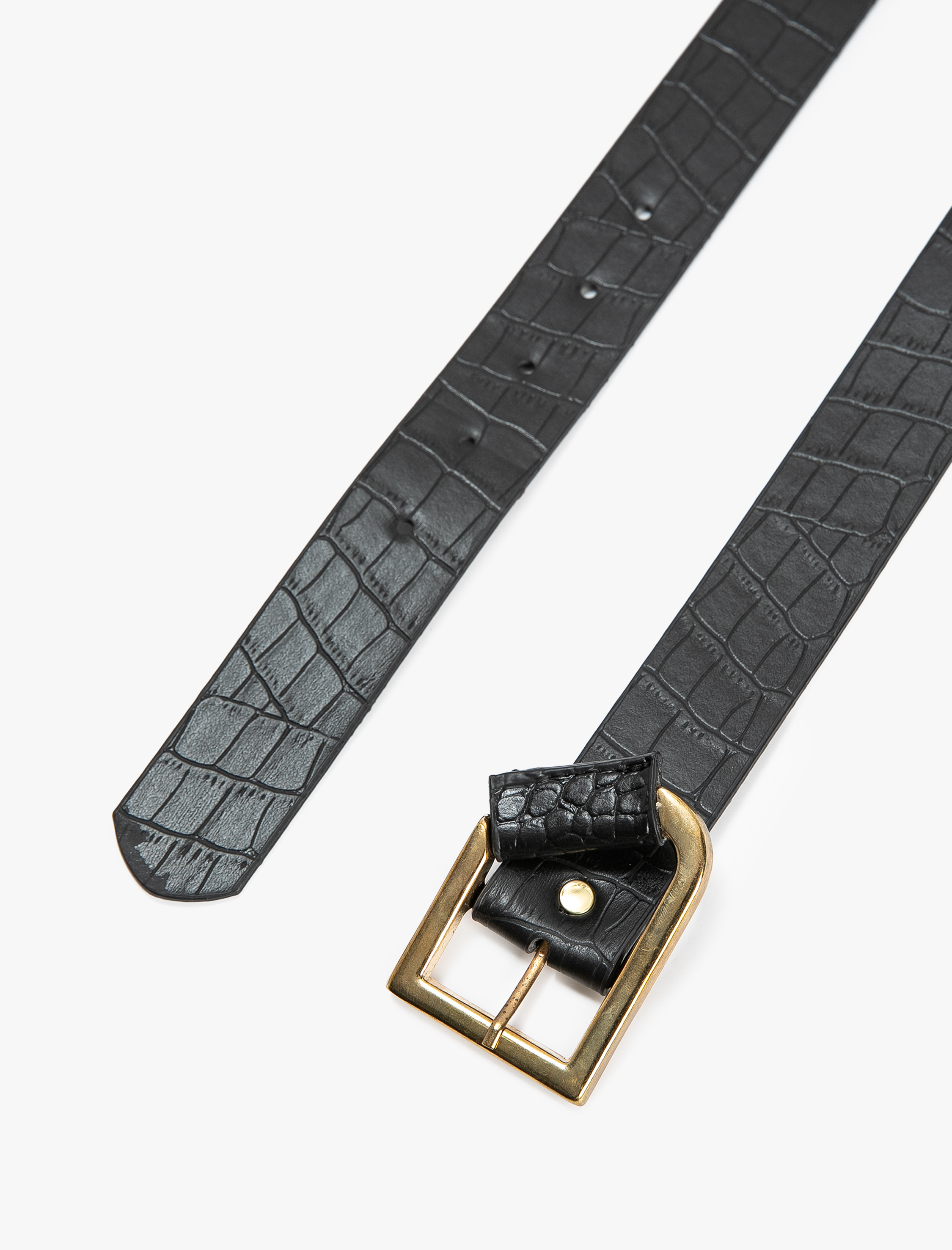  Kadın Kemer Kroko Suni Deri Metal Tokalı