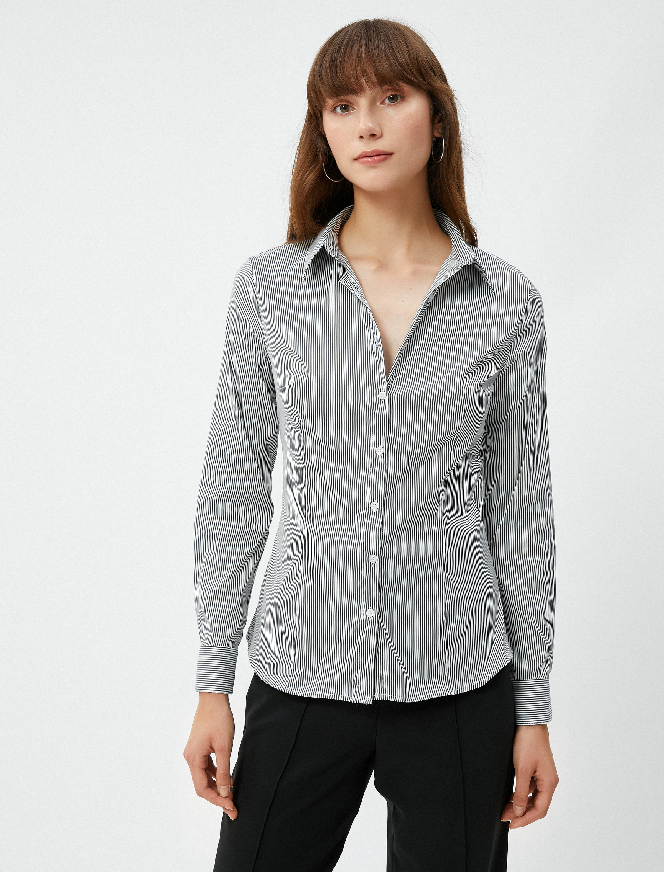   Slim Fit Gömlek Uzun Kollu Düğmeli Basic