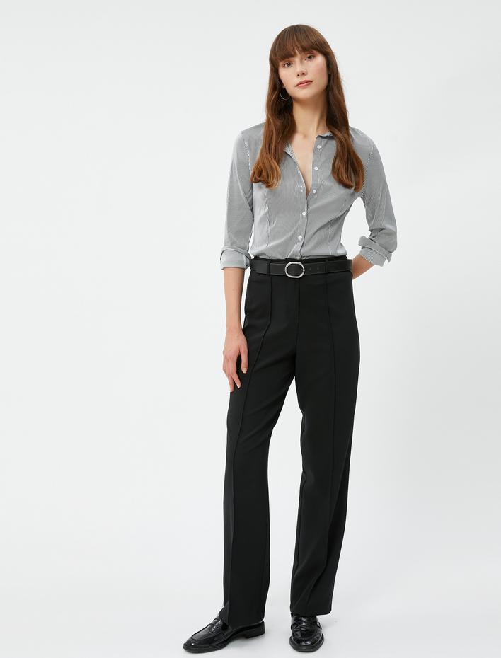  Slim Fit Gömlek Uzun Kollu Düğmeli Basic