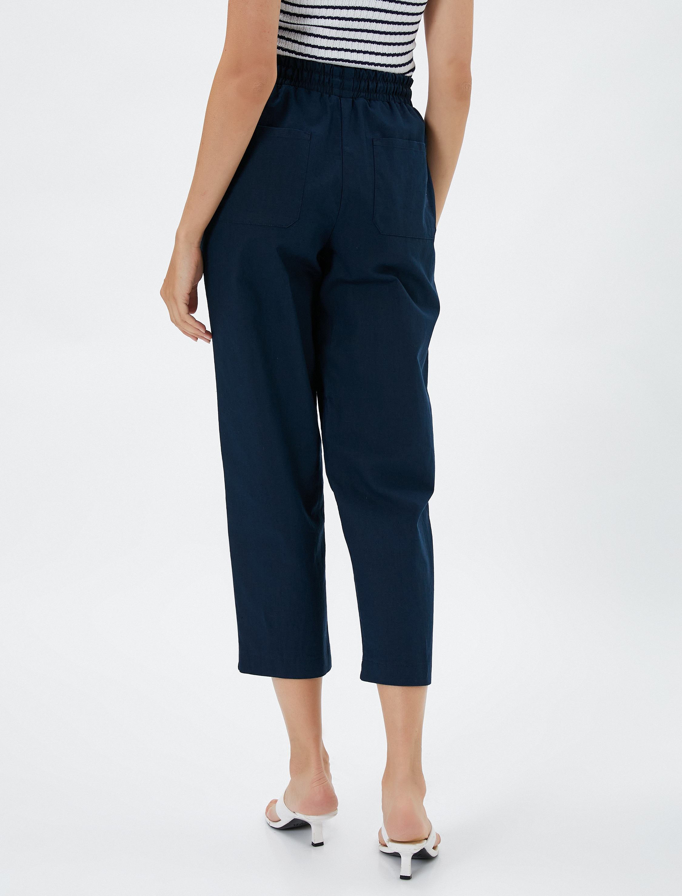   Keten Karışımlı Pantolon Beli Bağlamalı