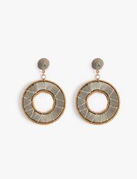 Boncuklu Küpe Sallantılı Geometrik Şekilli