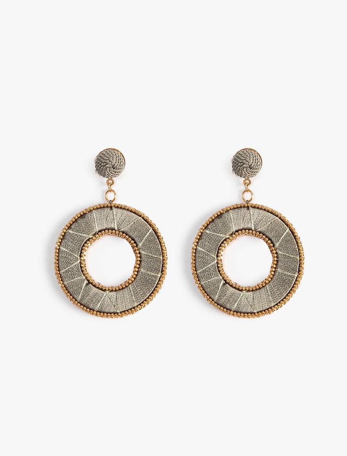 Kadın Boncuklu Küpe Sallantılı Geometrik Şekilli