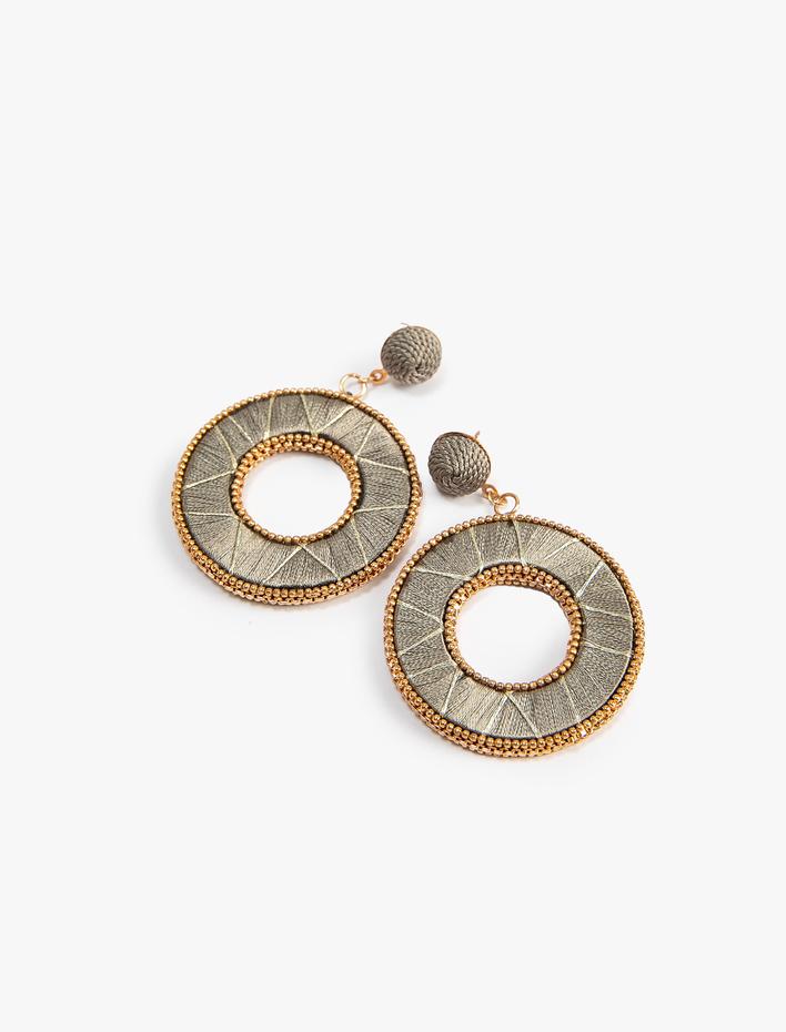 Kadın Boncuklu Küpe Sallantılı Geometrik Şekilli