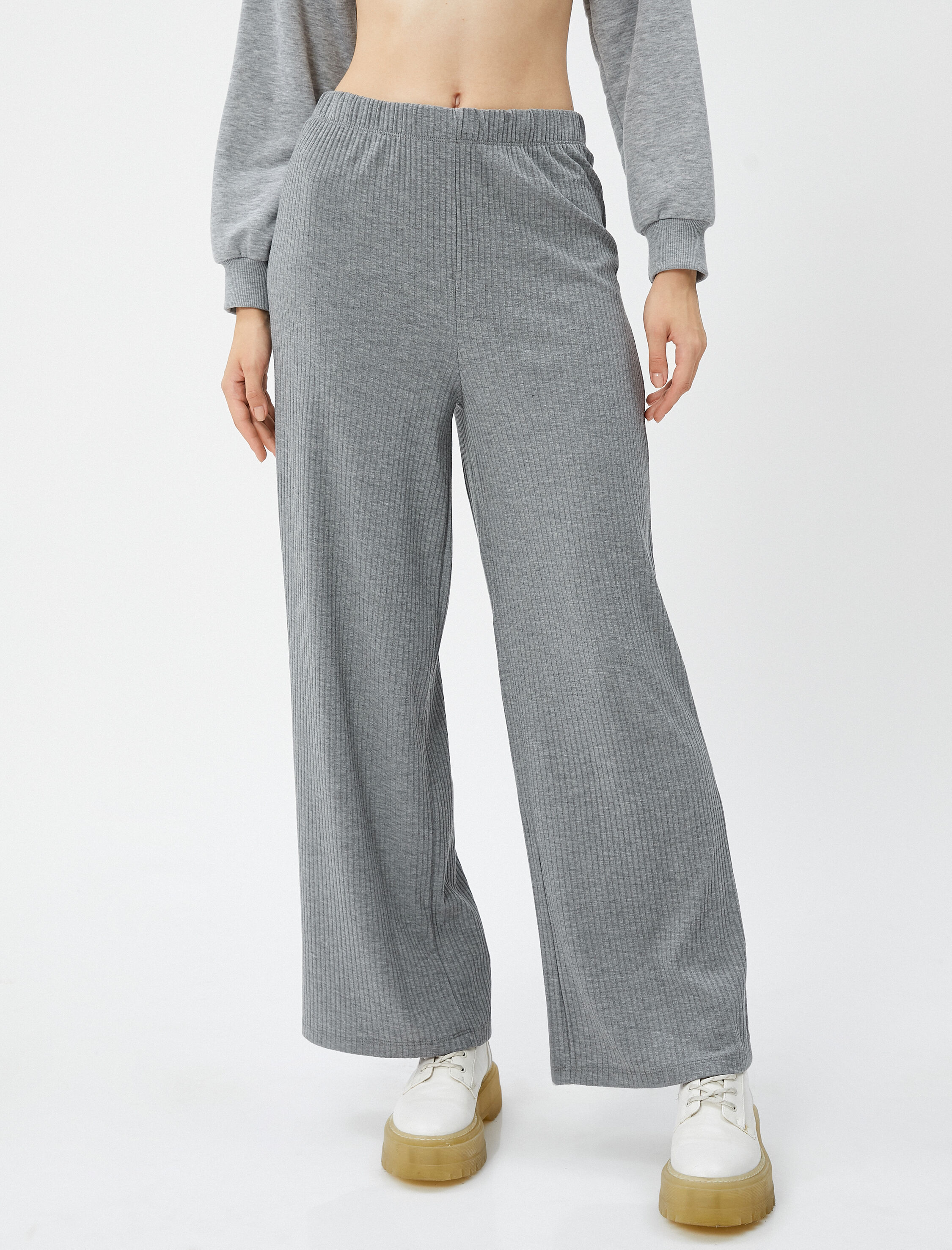   Bol Paça Pantolon Rahat Kesim Beli Lastikli Kaşkorse