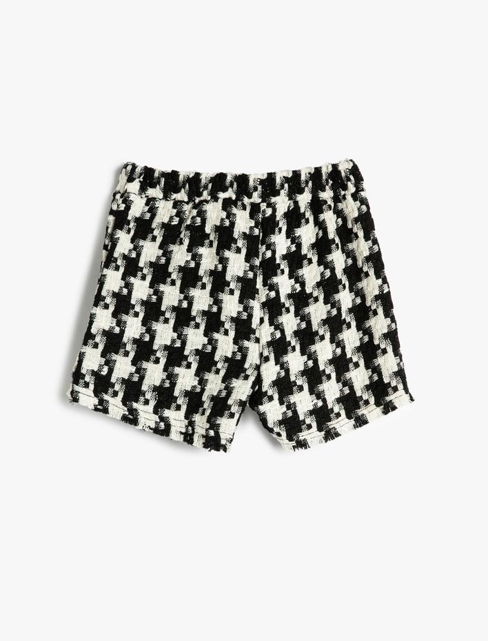 Kız Çocuk Tüvit Şort Etek Anvelop Düğme Kapamalı