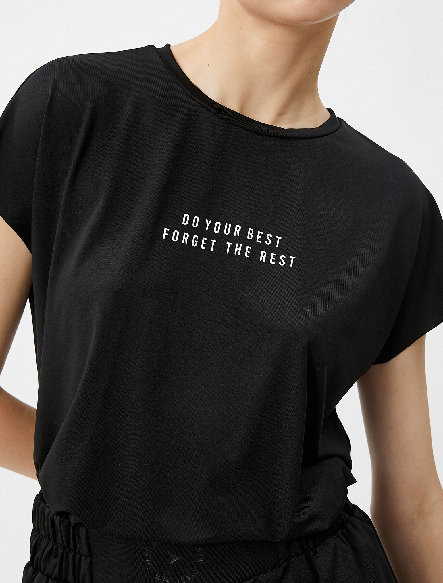   Spor Tişört Kısa Kollu Bisiklet Yaka Slogan Baskılı