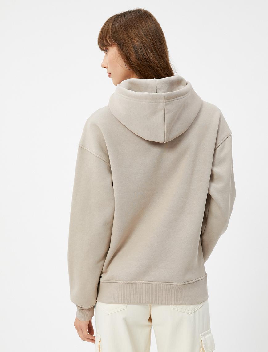   Kapüşonlu Sweatshirt Kanguru Cepli Uzun Kollu Basic