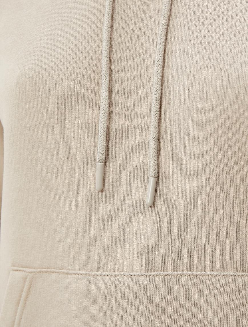  Kapüşonlu Sweatshirt Kanguru Cepli Uzun Kollu Basic
