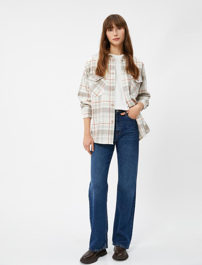  Uzun Kollu Gömlek Kapaklı Cepli Çıtçıt Kapama