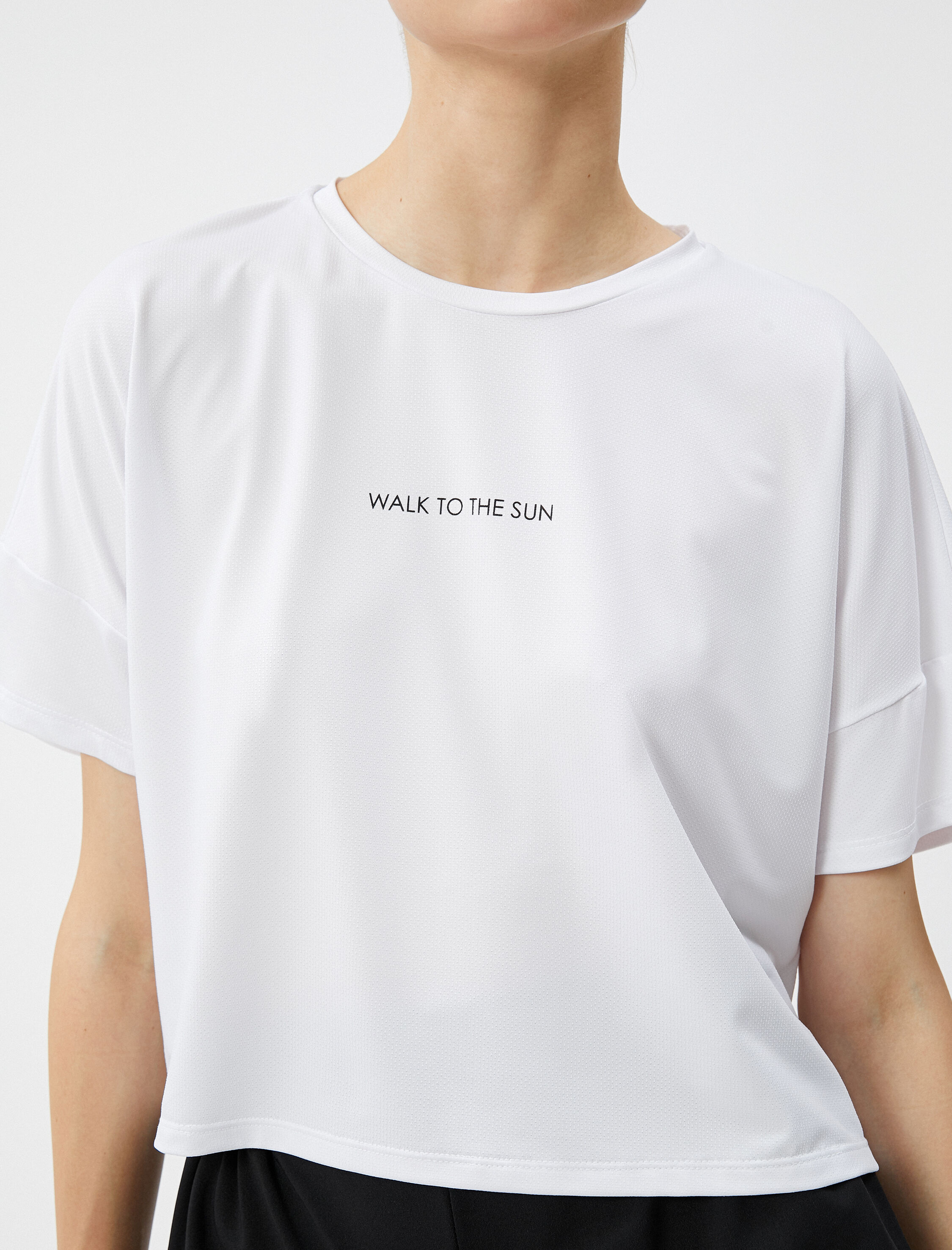   Oversize Spor Tişört Kısa Kollu Bisiklet Yaka Slogan Baskılı
