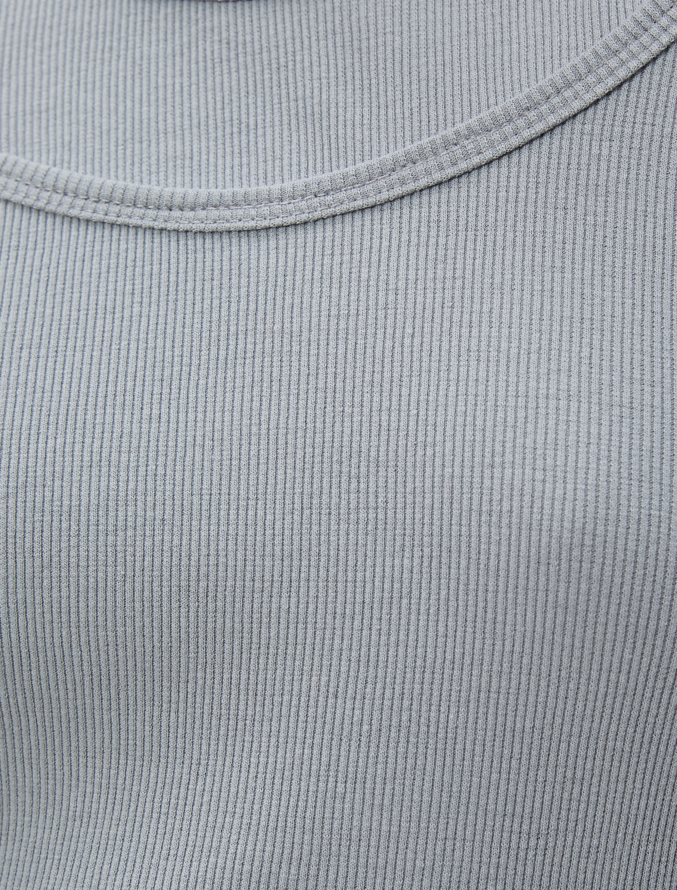   Uzun Kollu Tişört Fitilli Yuvarlak Çift Yaka