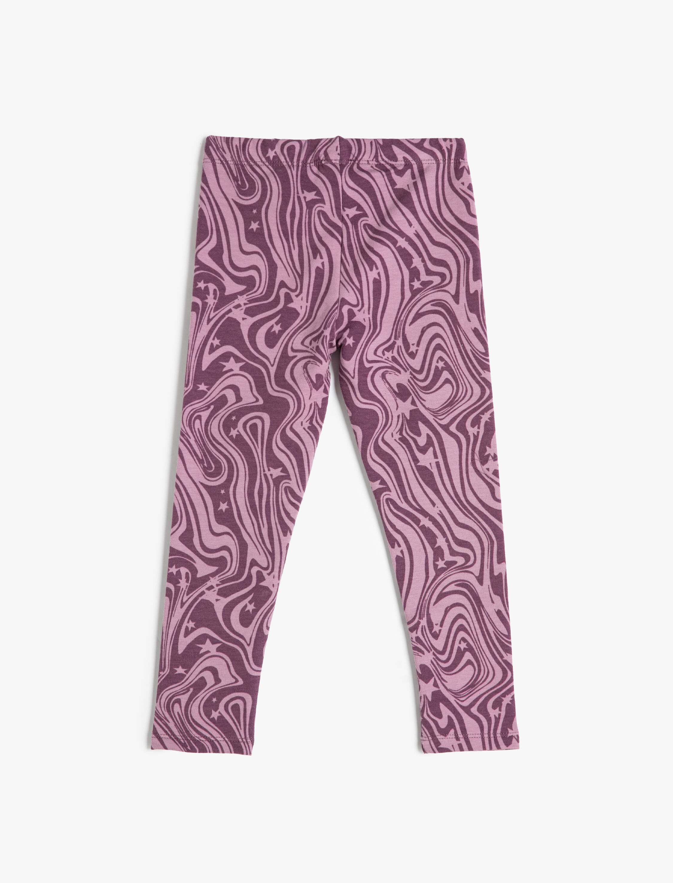  Kız Çocuk Soyut Desenli Tayt Beli Lastikli Pamuklu