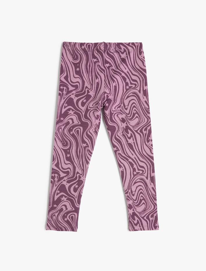 Kız Çocuk Soyut Desenli Tayt Beli Lastikli Pamuklu