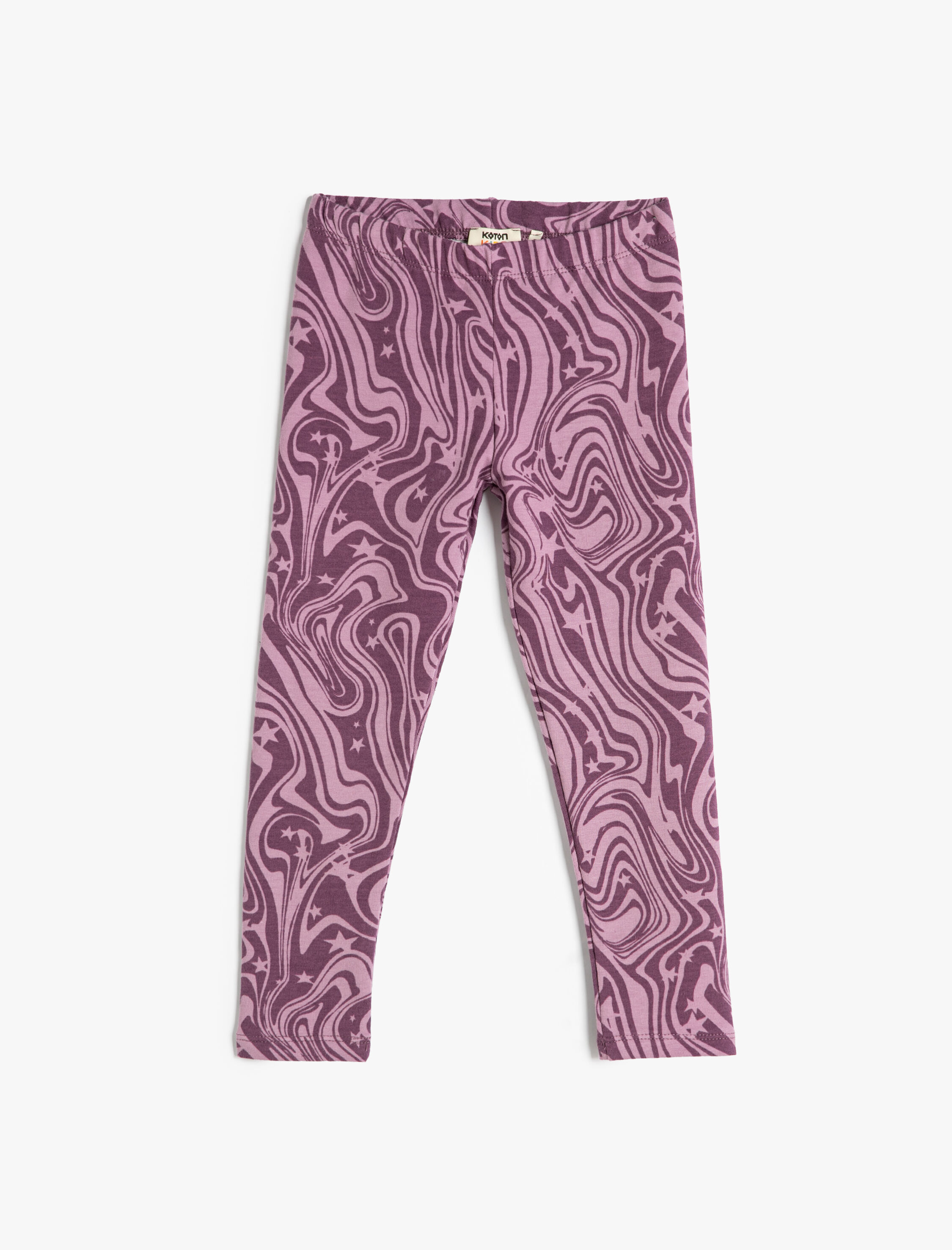  Kız Çocuk Soyut Desenli Tayt Beli Lastikli Pamuklu