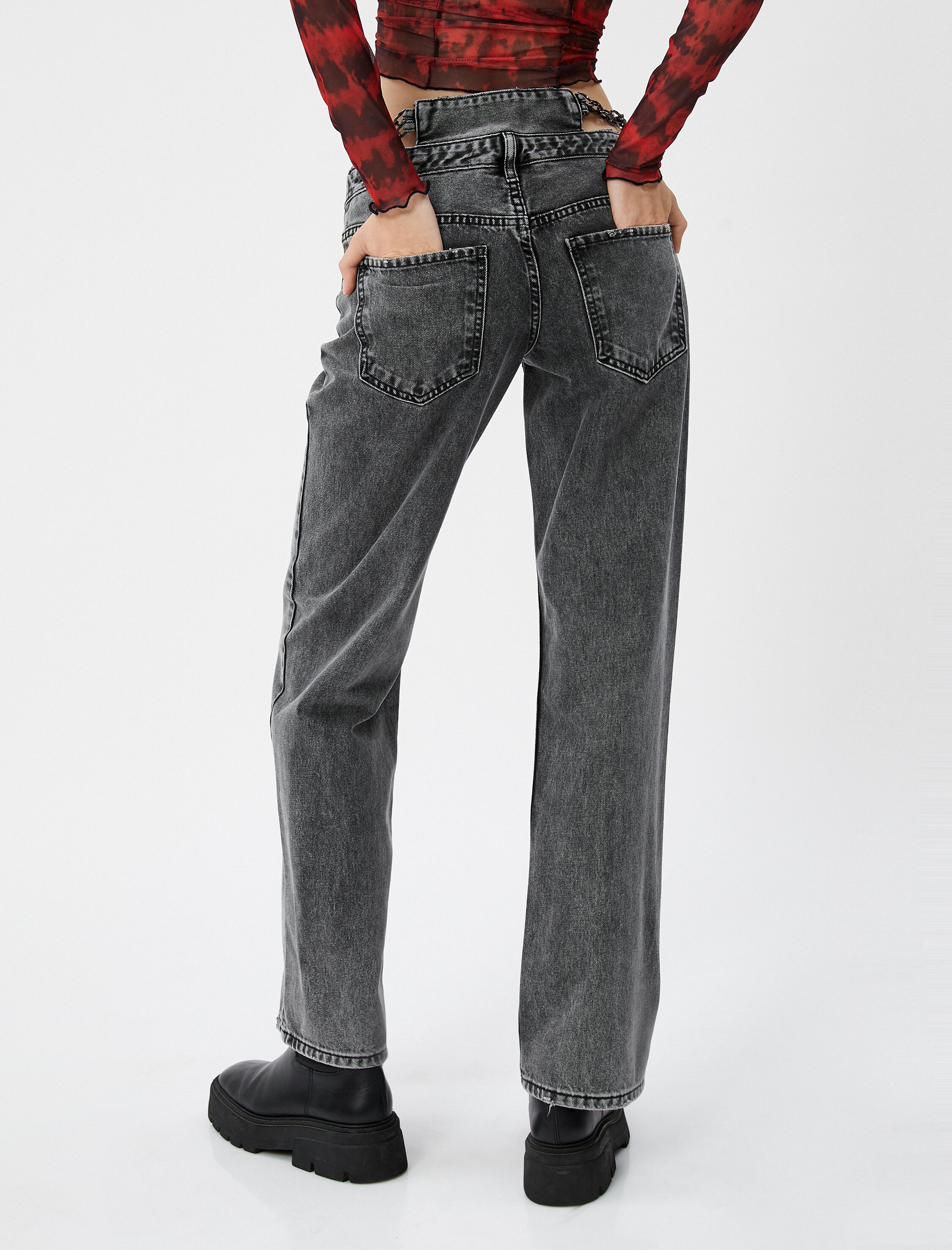   Düz Paça Kot Pantolon Yüksek Bel - Nora Jean