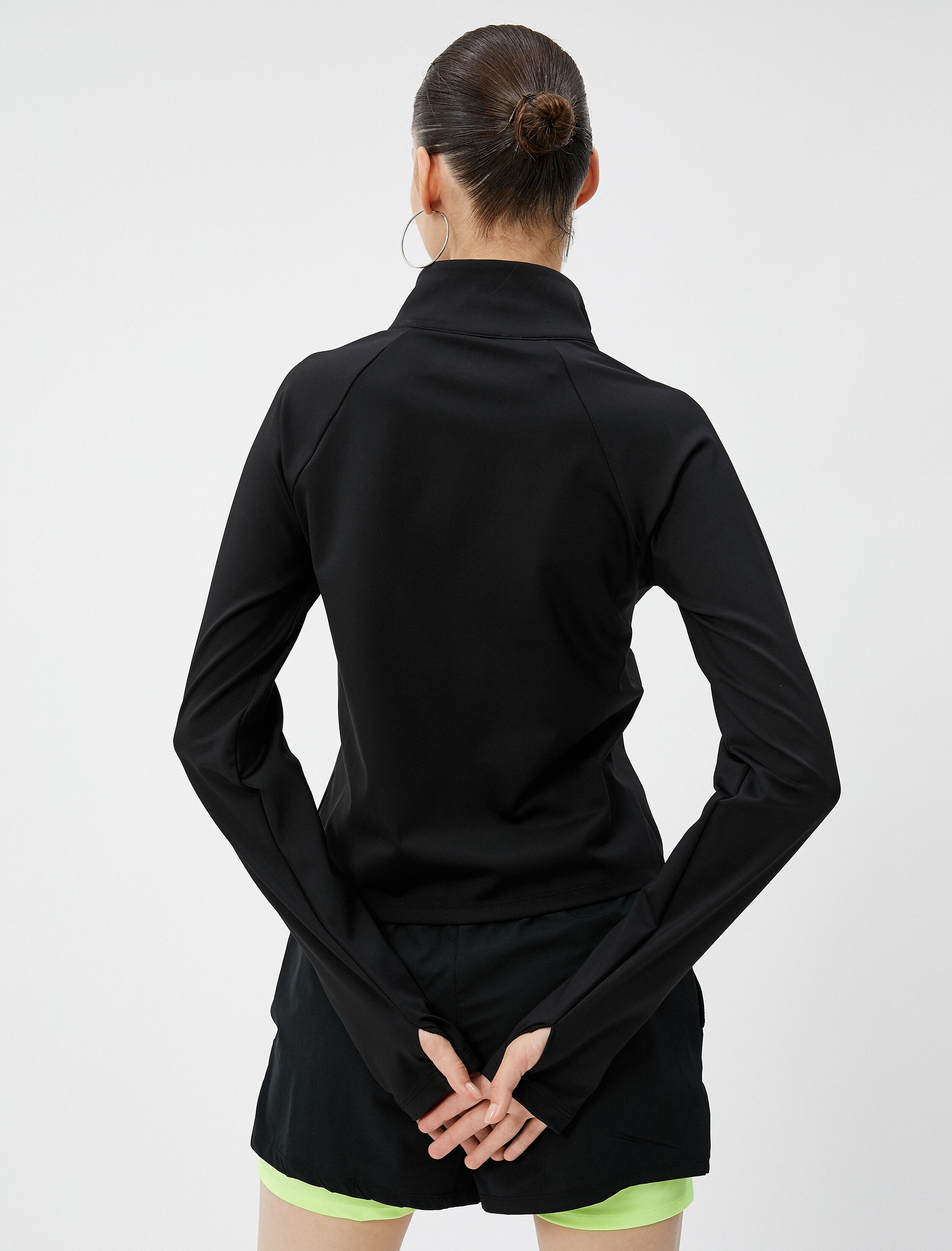   Koşu Ceketi Fermuarlı Dik Yaka Cepli Şardonlu Ekstra Sıcak İç Yüzey