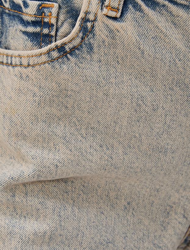 Geniş Paça Kot Pantolon Yüksek Bel Cepli Pamuklu - Loose Jean_5