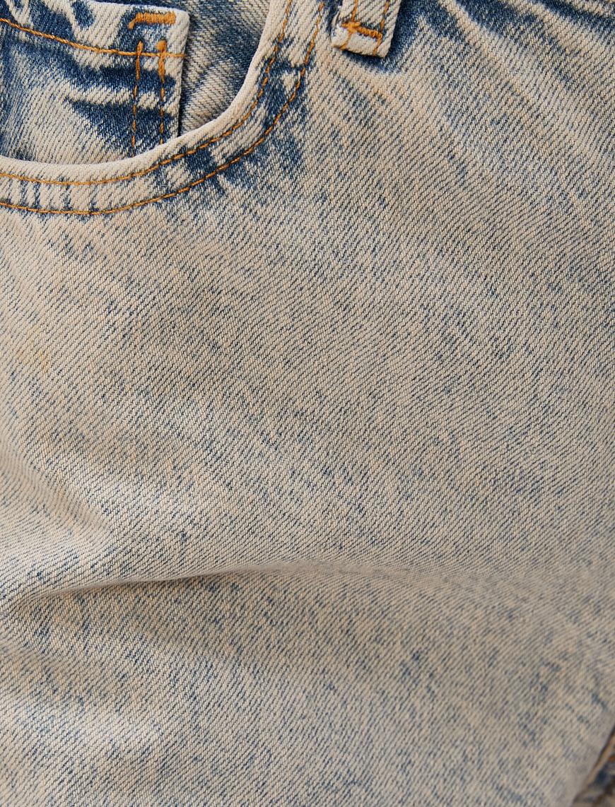   Geniş Paça Kot Pantolon Yüksek Bel Cepli Pamuklu - Loose Jean