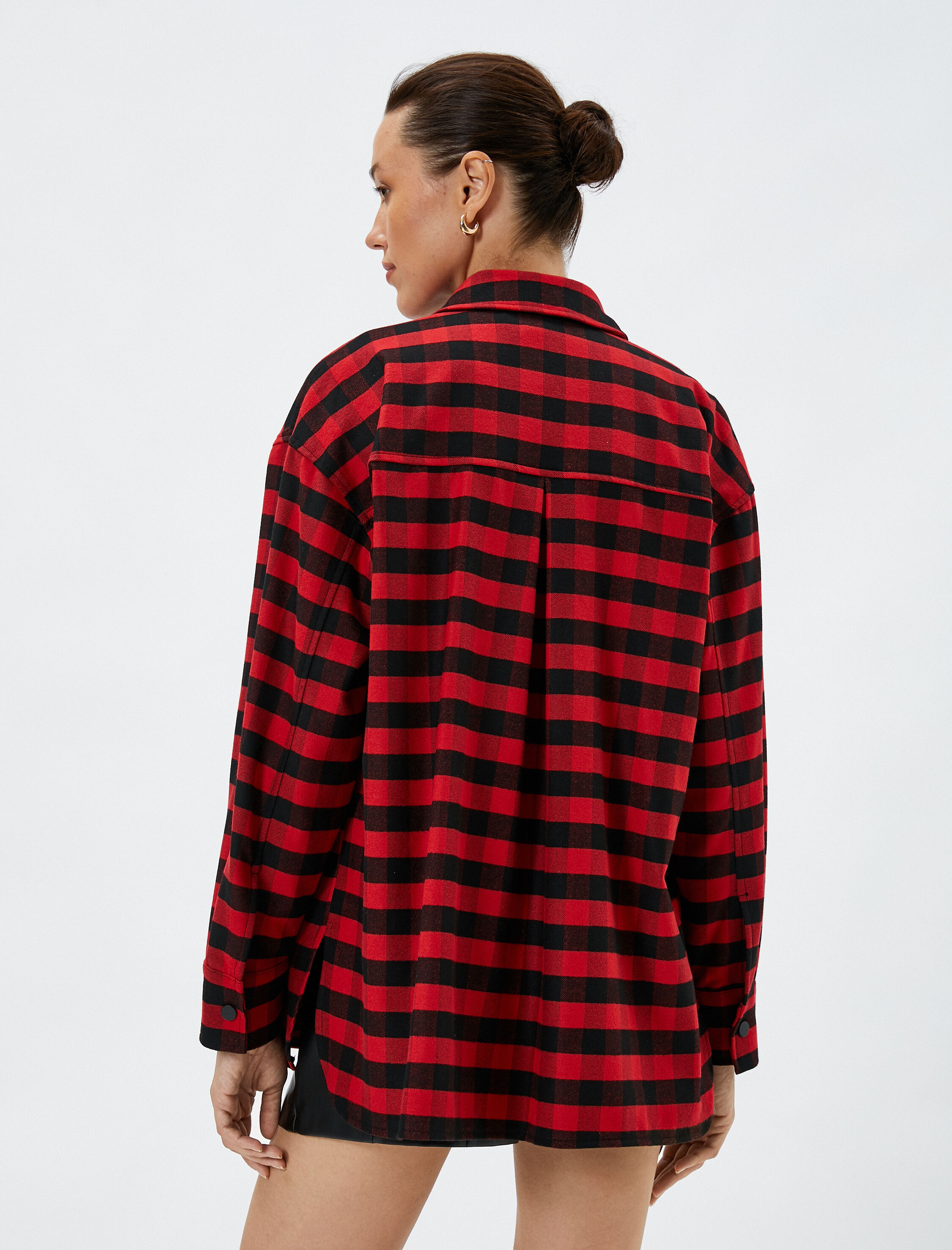   Oduncu Gömleği Suni Deri Cep Detaylı Çıtçıt Kapama