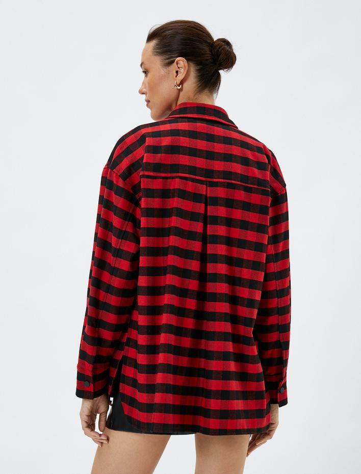  Oduncu Gömleği Suni Deri Cep Detaylı Çıtçıt Kapama