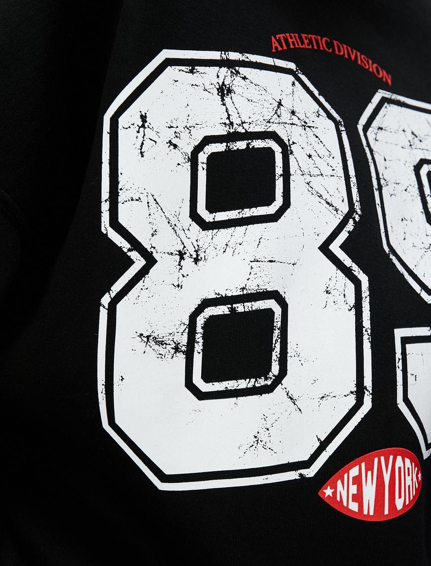   Kolej Sweatshirt Şardonlu Dik Yaka Uzun Kollu Rahat Kesim