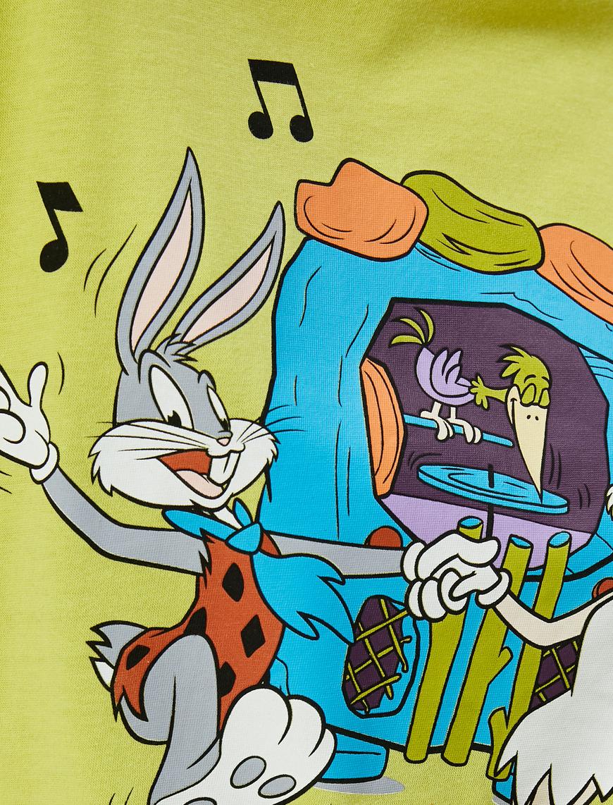   Bugs Bunny ve Lola Bunny Tişört Lisanslı Kısa Kollu Bisiklet Yaka Pamuklu