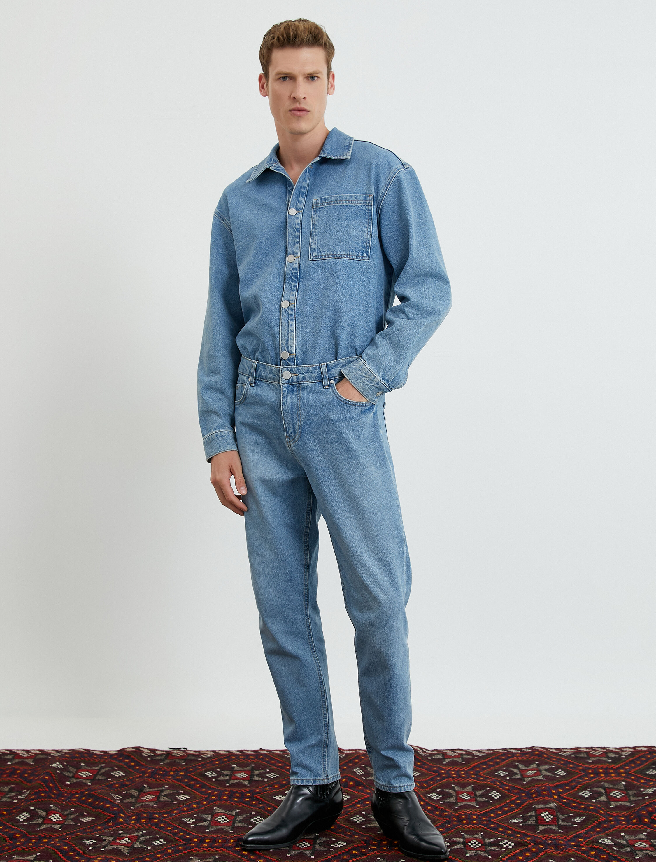   Oversize Kot Ceket Gömlek Yaka Cep Detaylı