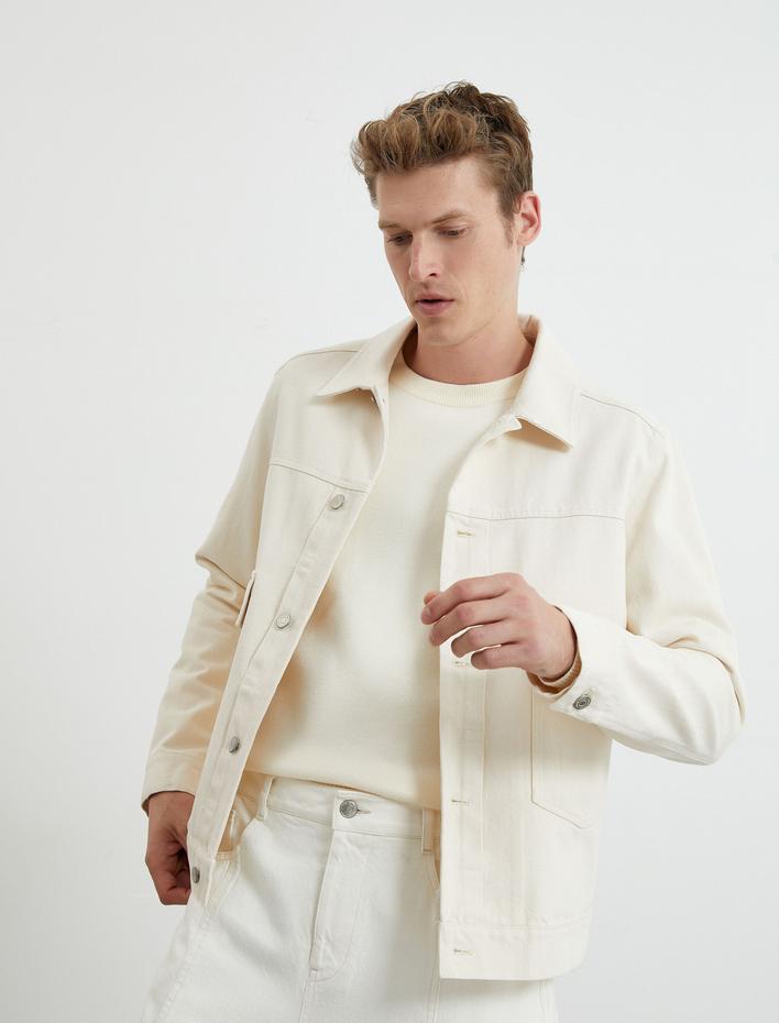  Kot Ceket Düğmeli Cep Detaylı Klasik Yaka