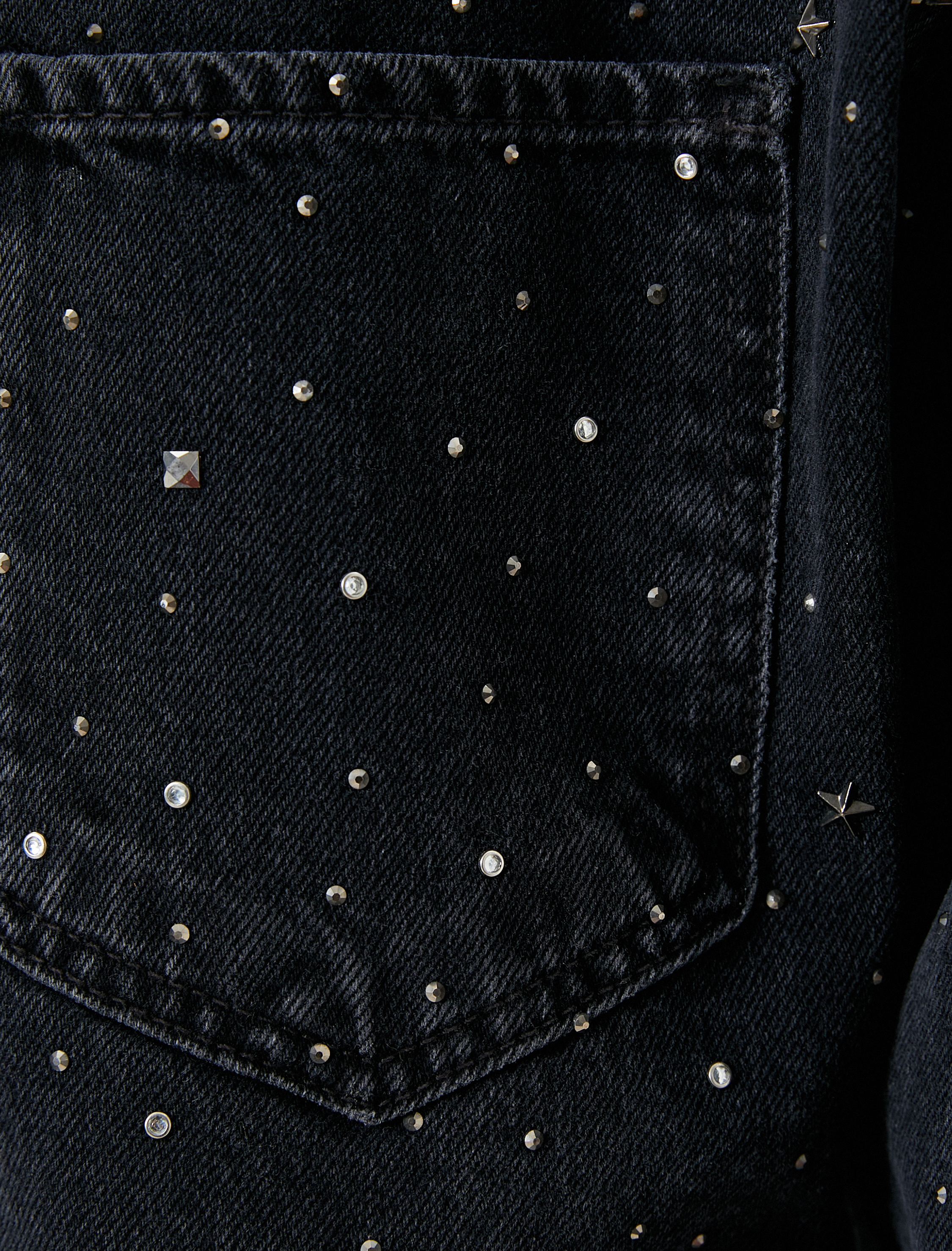 Taşlı Crop Kot Ceket