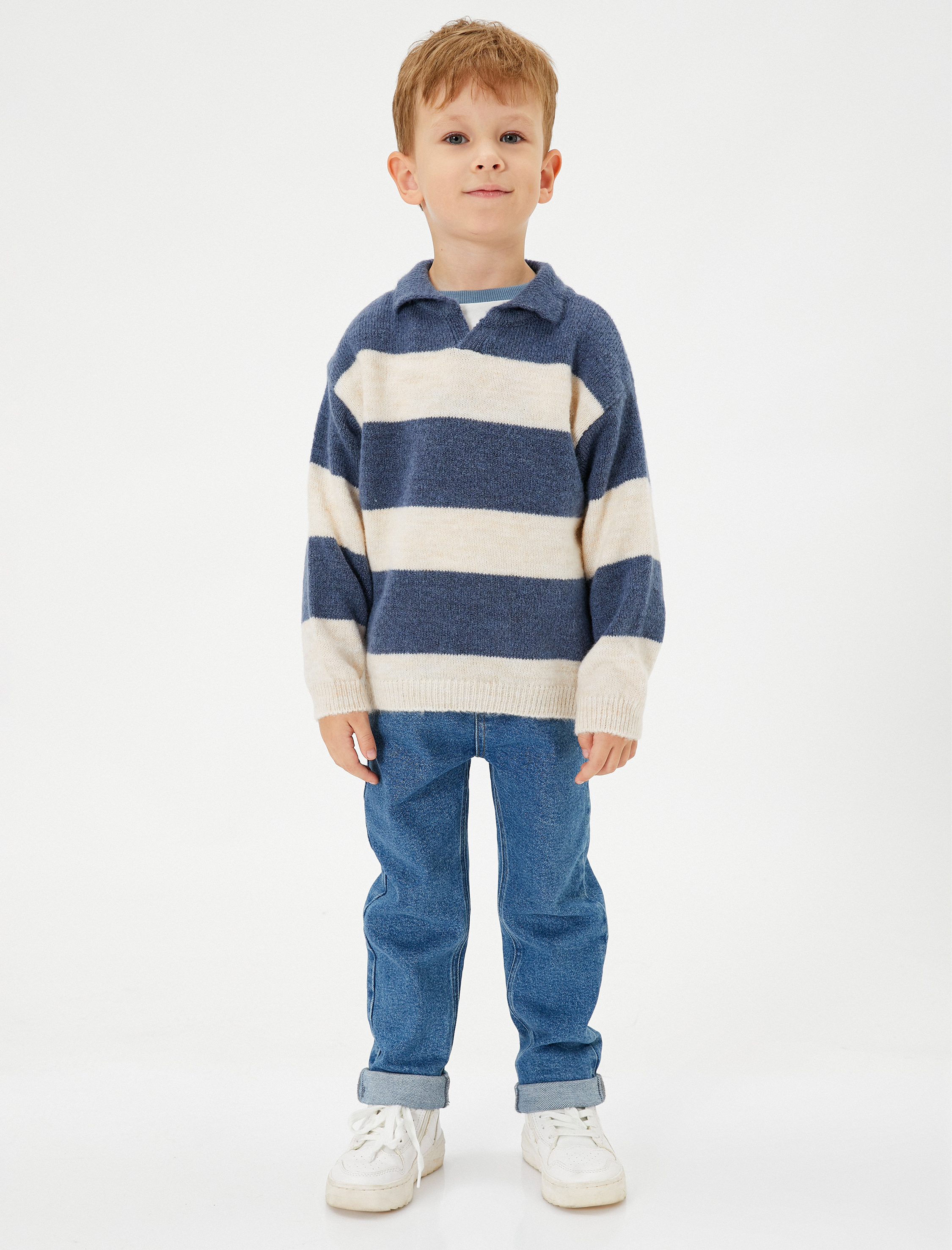  Erkek Bebek Kazak Polo Yaka Uzun Kollu Yumuşak Dokulu