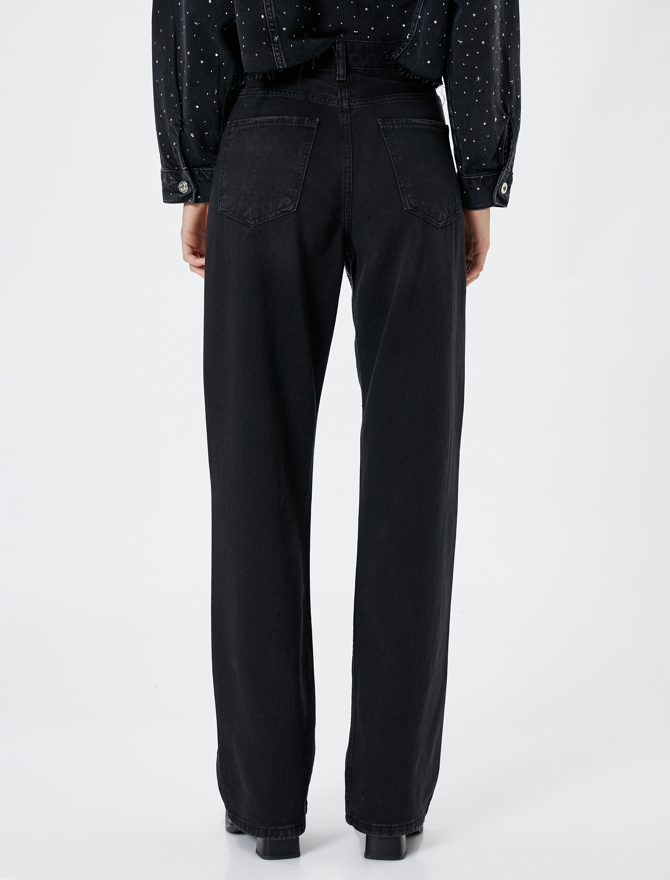   Taş İşlemeli Kot Pantolon Yüksek Bel - Nora Jeans