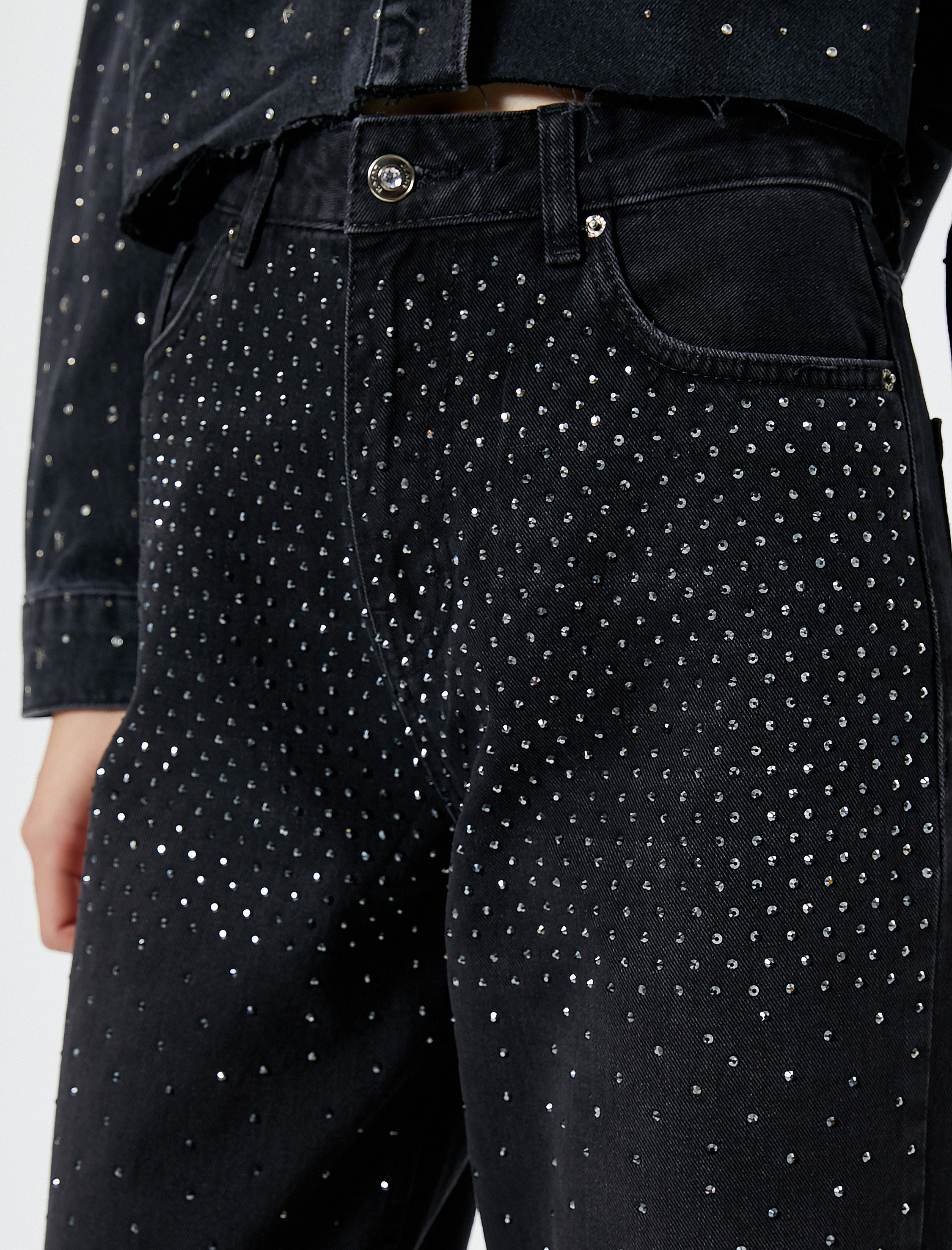   Taş İşlemeli Kot Pantolon Yüksek Bel - Nora Jeans