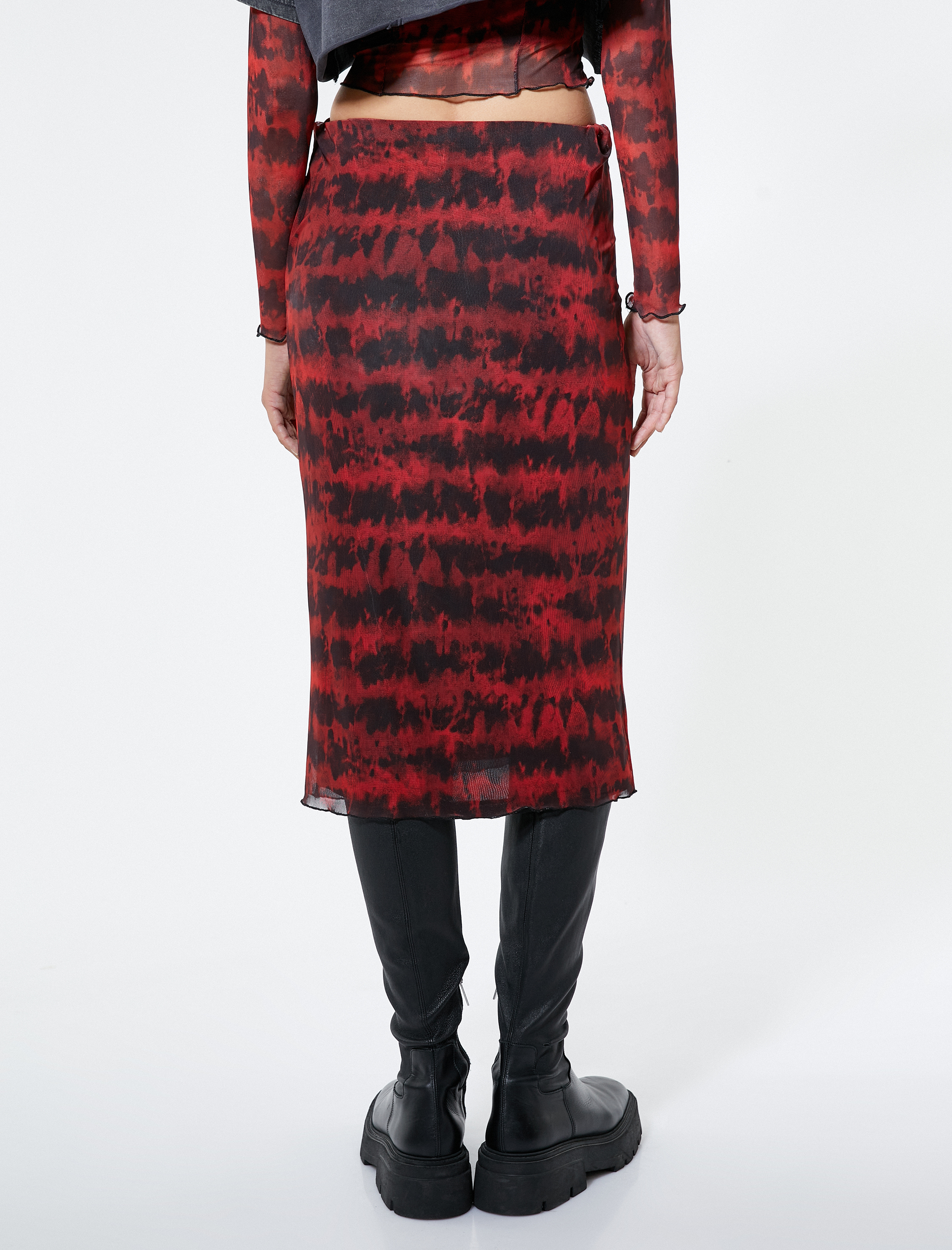   Midi Etek Batik Desenli Normal Bel Astarlı