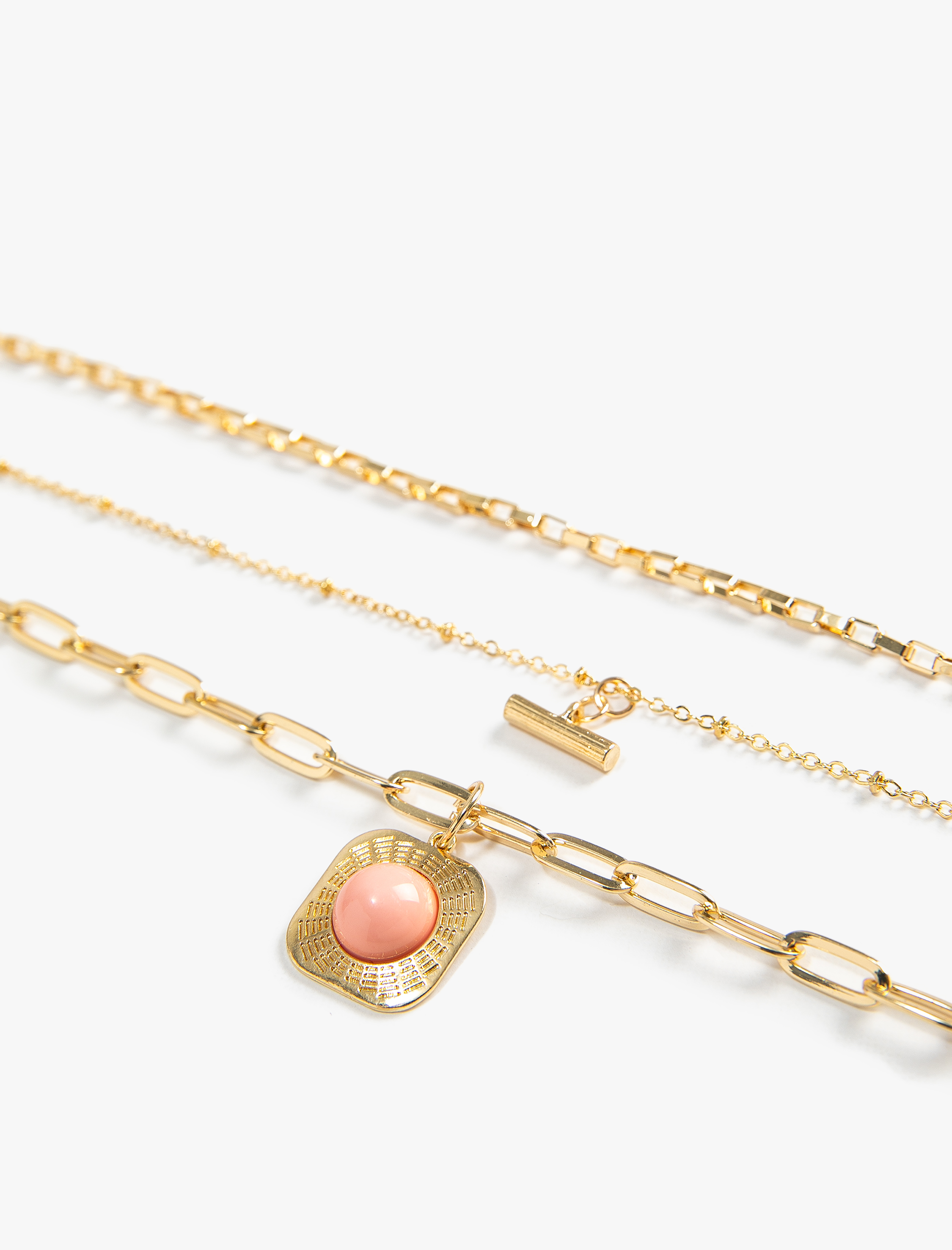  Kadın Zincir Kolye Katlı Taş Charm Detaylı