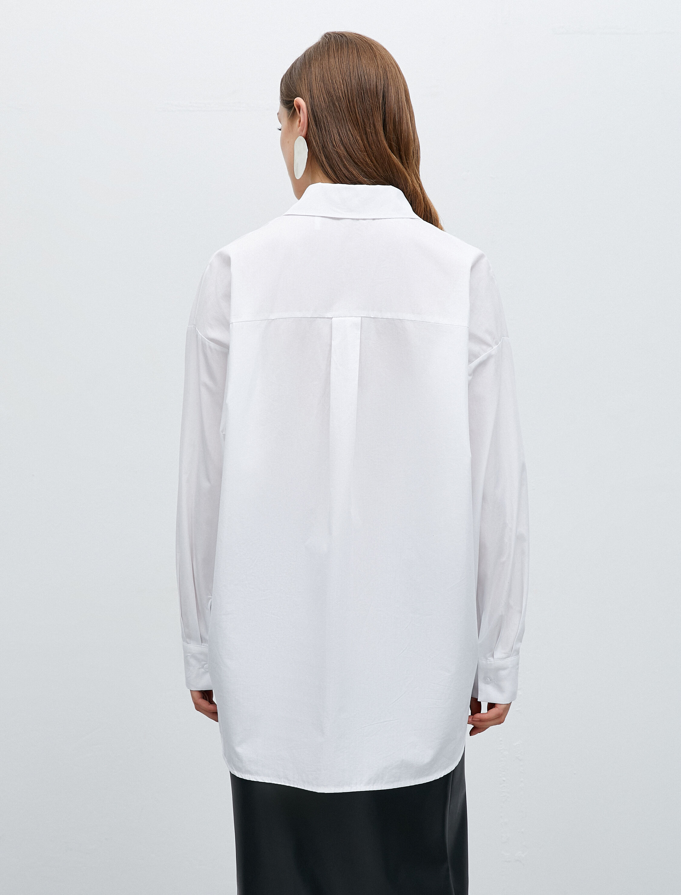   Pamuklu Oversize Gömlek Cep Detaylı