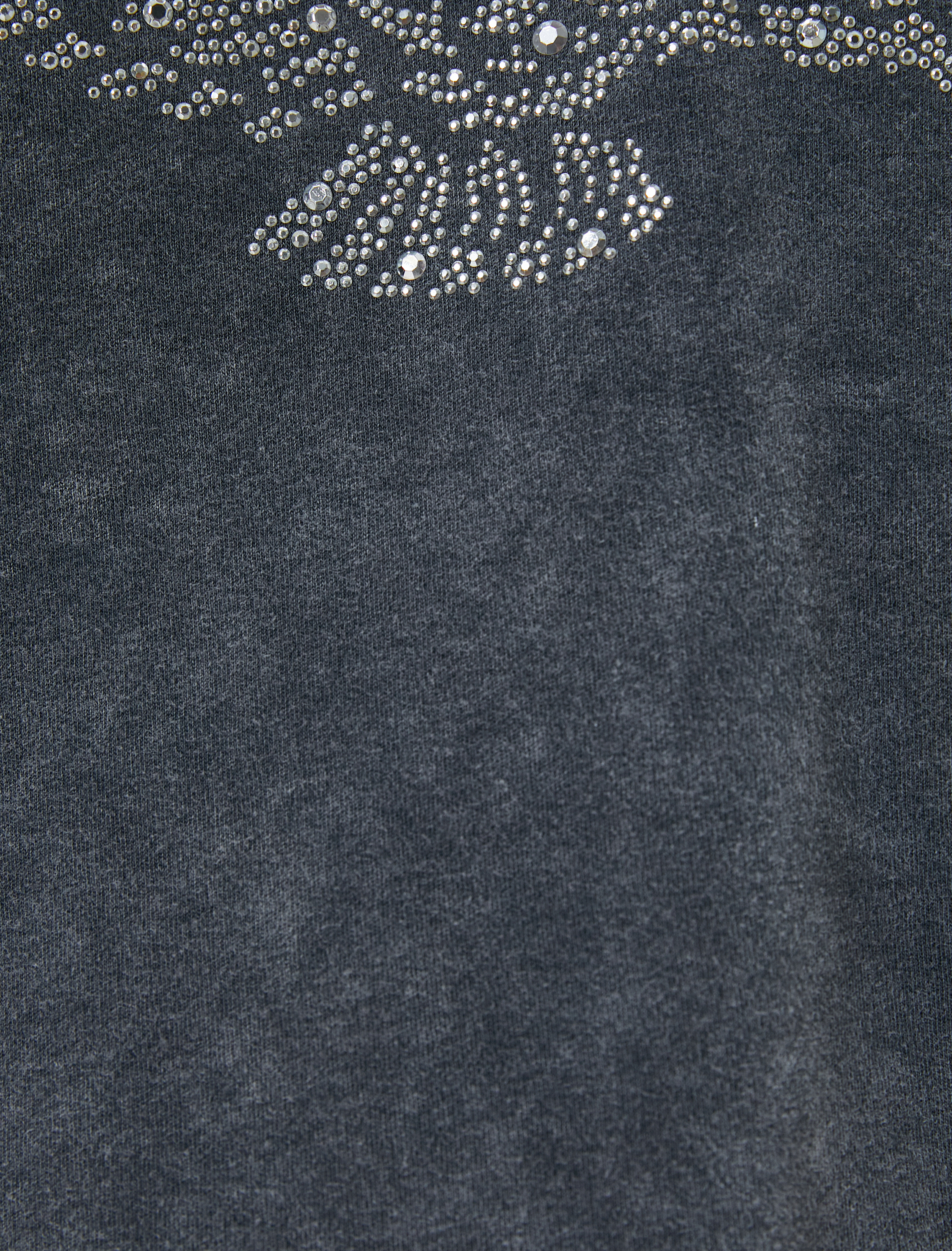   Parlak Taş İşlemeli Tişört Bisiklet Yaka Kısa Kollu Yıkamalı Pamuklu