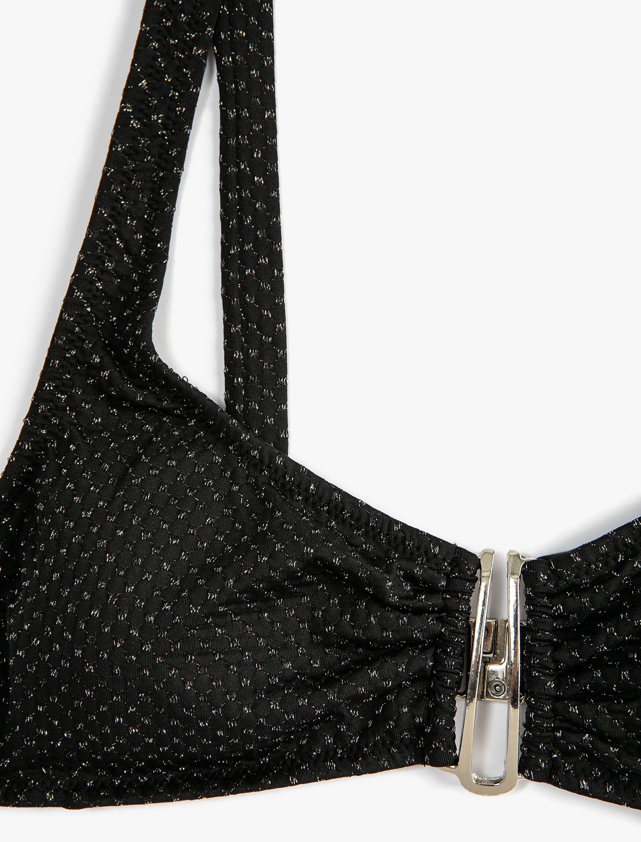   Simli Bikini Üstü Metal Aksesuarlı Kalın Askılı